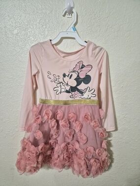 Girls Pink Minnie Mouse Tulle Flower Dress